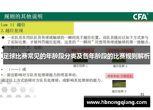 足球比赛常见的年龄段分类及各年龄段的比赛规则解析