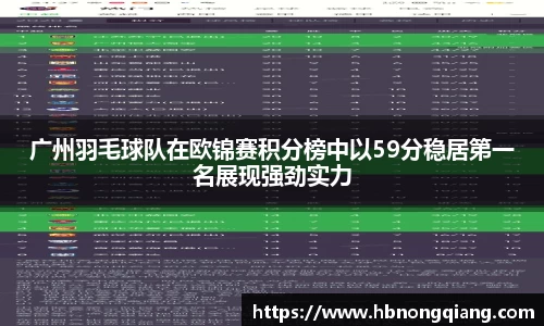 广州羽毛球队在欧锦赛积分榜中以59分稳居第一名展现强劲实力